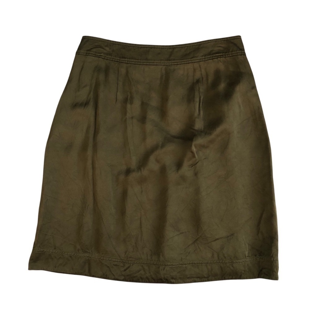 Loft dark green rayon wrap style mini skirt sz 6 - Picture 2 of 7